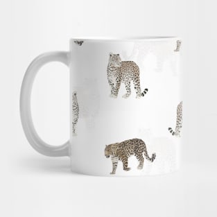 Modern Jungle Leopard Animals White Pattern Mug